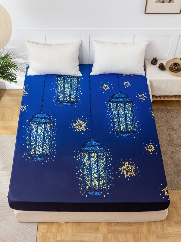 Bedspread with a lamp and stars print bed sheet