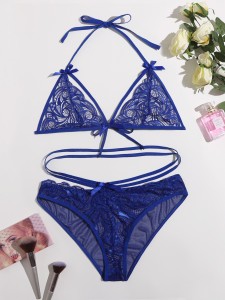 Plus Floral Lace Harness Lingerie Set