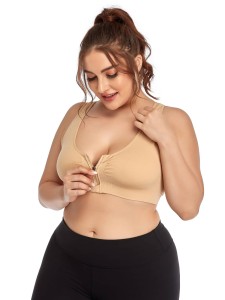 Plus Medium Support Zip Front Sports Bra