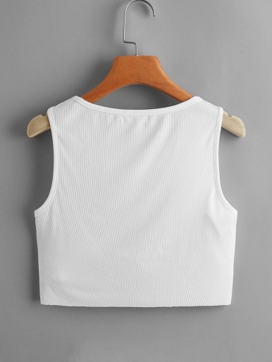 Plus Letter And Car Print Crop Tank Top