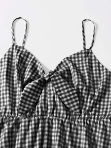 Plus Knot Front Gingham Cami Top
