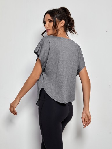 Batwing Sleeve Solid Sports Tee