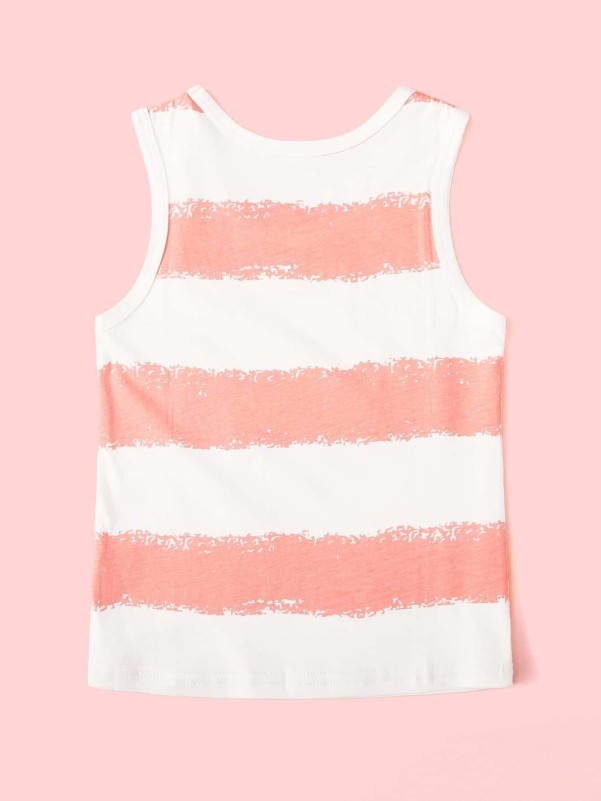 Toddler Girls Cartoon Print Striped Tank Top