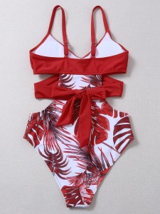 Tropical Wrap Cut-out One Piece Swimsuit