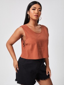 Plus Criss-cross Side Boxy Tank Top