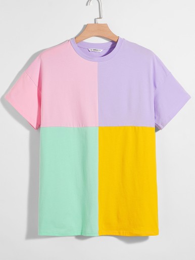 Men Drop Shoulder Color Block Tee