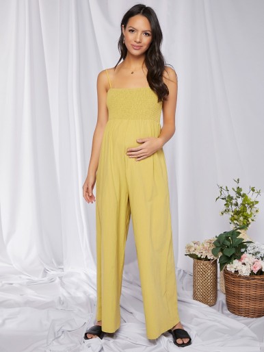 Maternity Ruched Solid Cami Jumpsuit