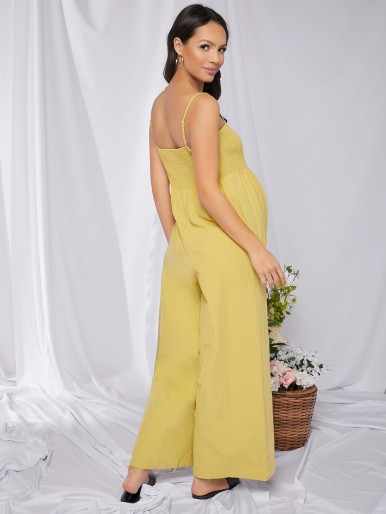 Maternity Ruched Solid Cami Jumpsuit