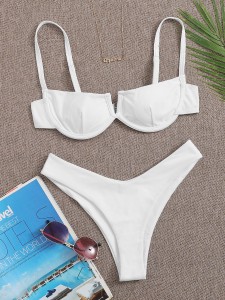 V Wired Underwire High Cut Bikini Swimsuit