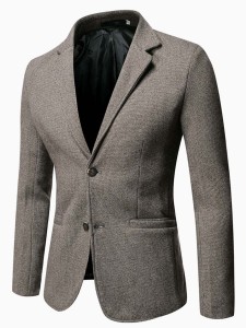 Men Solid Lapel Neck Blazer