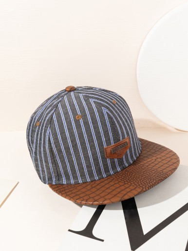 Men Striped Snapback Cap