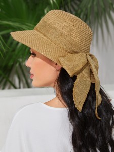 Bow Knot Decor Straw Hat