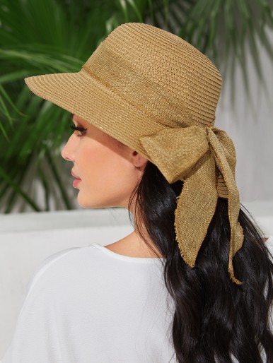 Bow Knot Decor Straw Hat