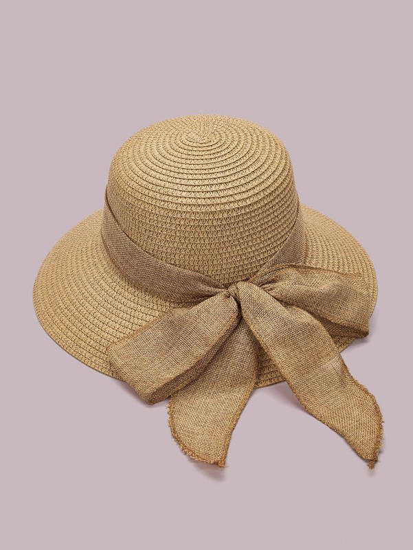 Bow Knot Decor Straw Hat