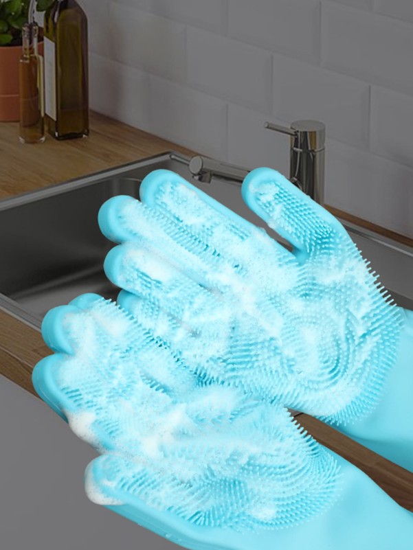 1pair Silicone Dishwashing Glove