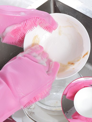 1pair Silicone Dishwashing Glove