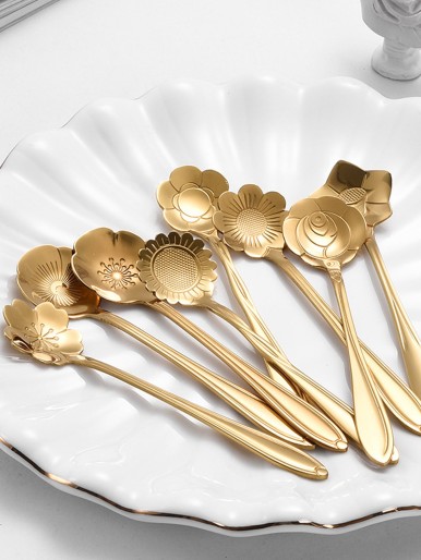 8pcs Stainless Steel Flower Spoon