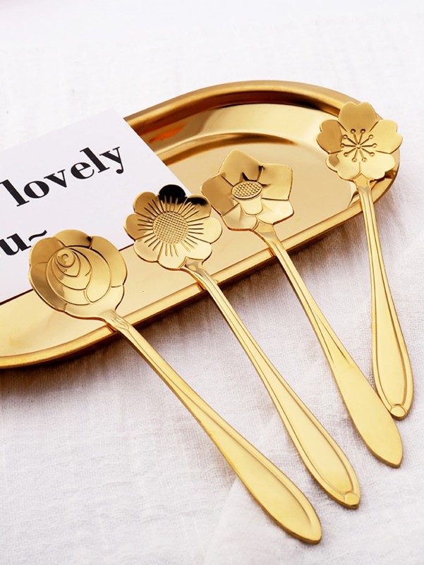 8pcs Stainless Steel Flower Spoon