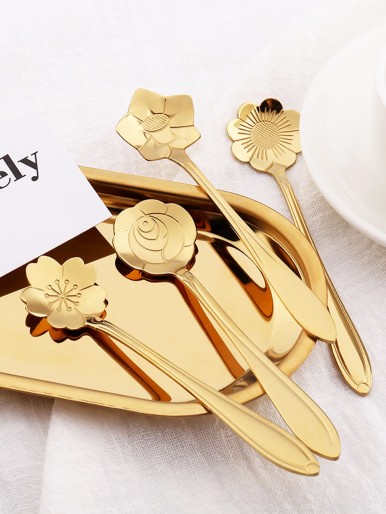 8pcs Stainless Steel Flower Spoon