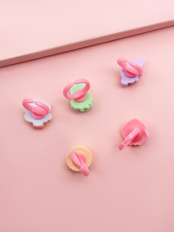 5pcs Toddler Girls Ice Cream Decor Ring