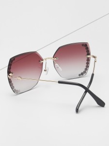 Rhinestone Decor Rimless Sunglasses