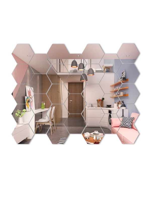 32pcs Hexagon Mirror Surface Wall Sticker