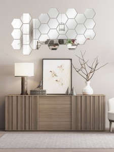 32pcs Hexagon Mirror Surface Wall Sticker