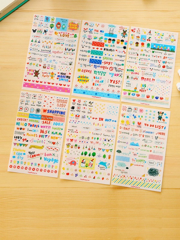 Cartoon Animal & Character Sticker 6sheets