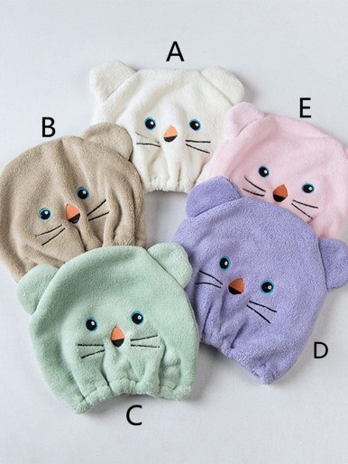 1pc Cartoon Bear Design Dry Hair Cap