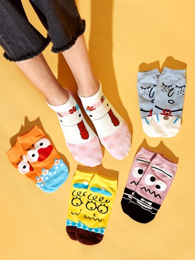 5pairs Cartoon Graphic Ankle Socks