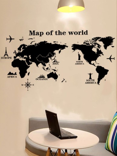 World Map Print Wall Sticker
