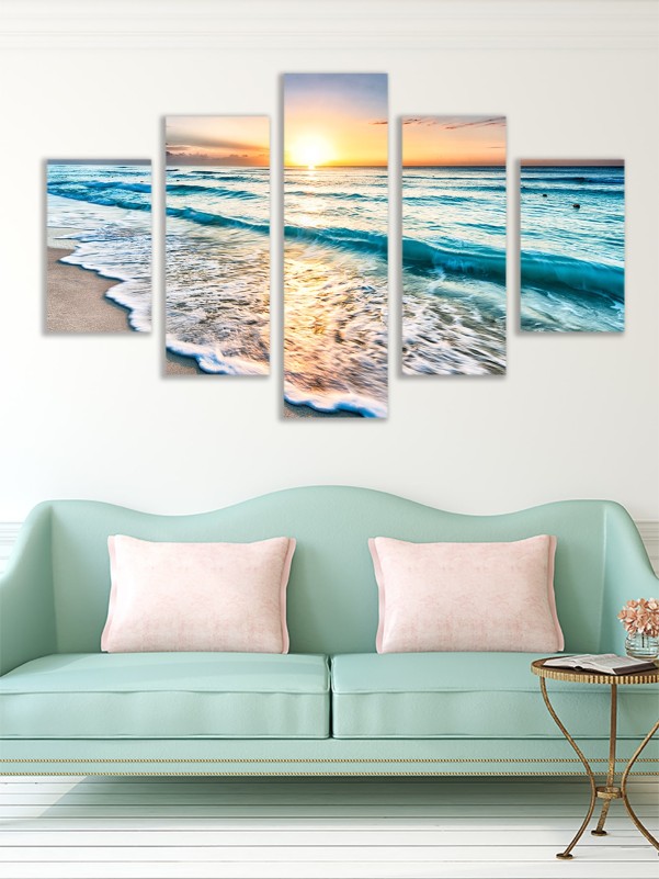 5pcs Sea Print Wall Painting Without Frame