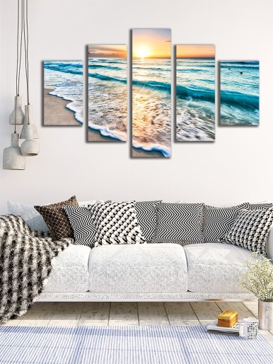 5pcs Sea Print Wall Painting Without Frame