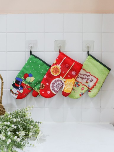 1pc Christmas Random Pattern Microwave Oven Gloves