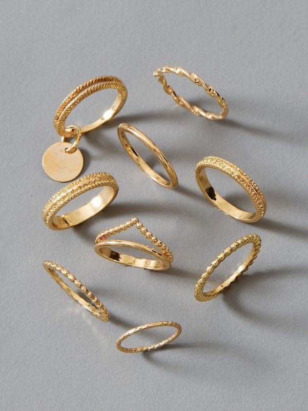 9pcs Disc Charm Ring