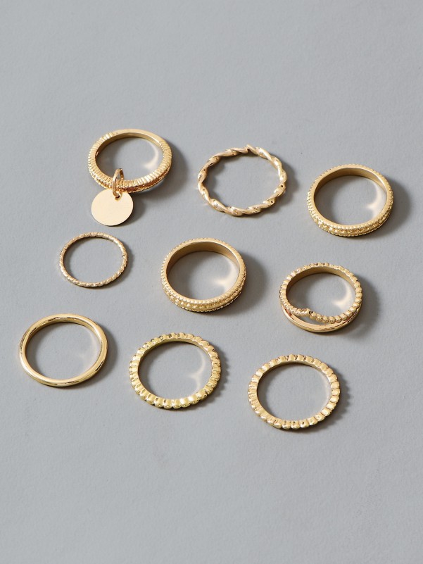 9pcs Disc Charm Ring