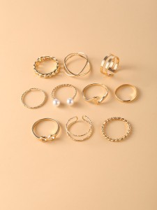 10pcs Faux Pearl Decor Ring