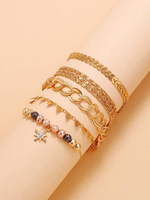 5pcs Star Geometric Charm Anklet