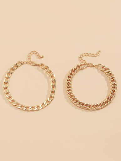 2pcs Simple Chain Anklet