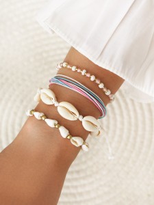 4pcs Shell Beads Woven Bracelet