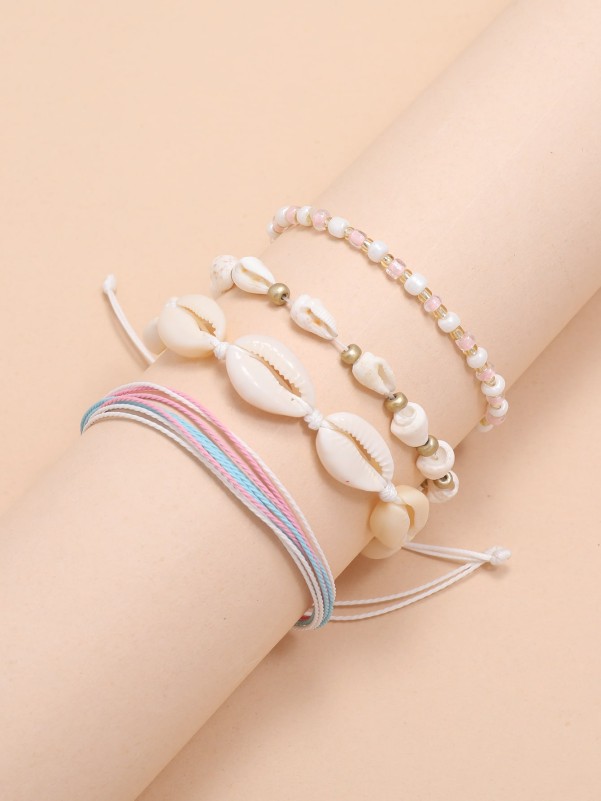 4pcs Shell Beads Woven Bracelet