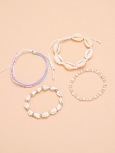 4pcs Shell Beads Woven Bracelet