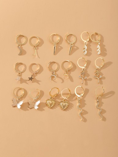 9pairs Butterfly Drop Earrings