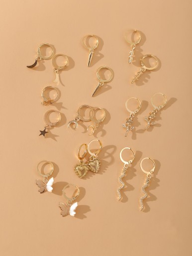 9pairs Butterfly Drop Earrings