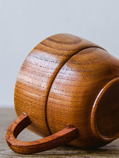 Wooden Water Cup With Handle 1pc