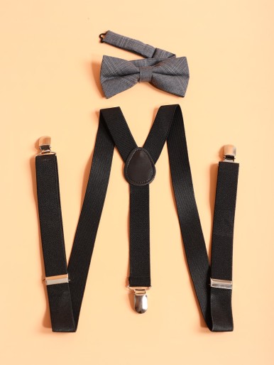 Men Suspender With Bow Tie