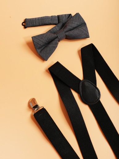 Men Suspender With Bow Tie