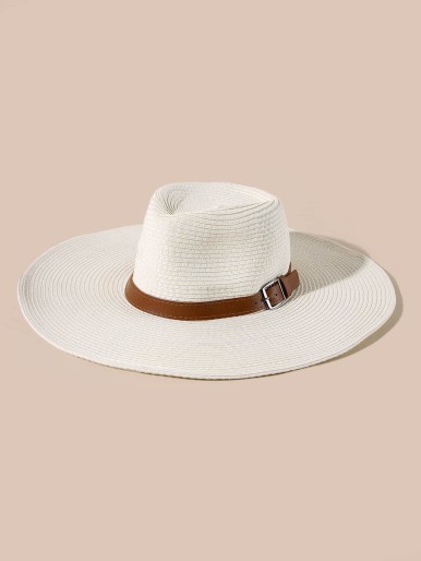 Buckle Detail Straw Hat