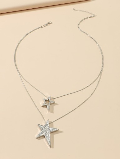 Rhinestone Star Layered Necklace