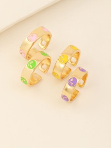 4pcs Girls Alien Design Ring